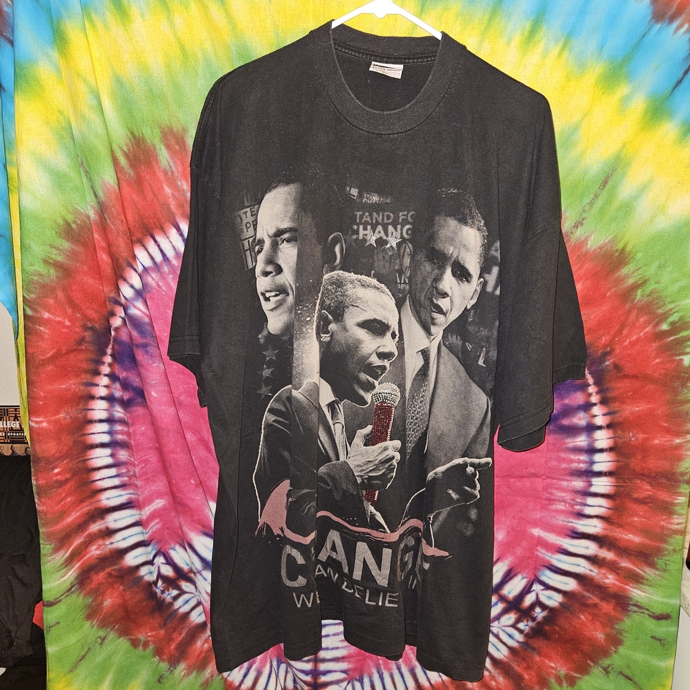 Black Pro Tag Obama Change Rap Grail Tee